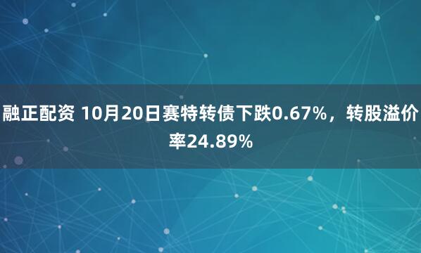 融正配资 10月20日赛特转债下跌0.67%，转股溢价率24.89%