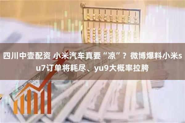 四川中壹配资 小米汽车真要“凉”?微博爆料小米su7订单将耗尽、yu9大概率拉胯