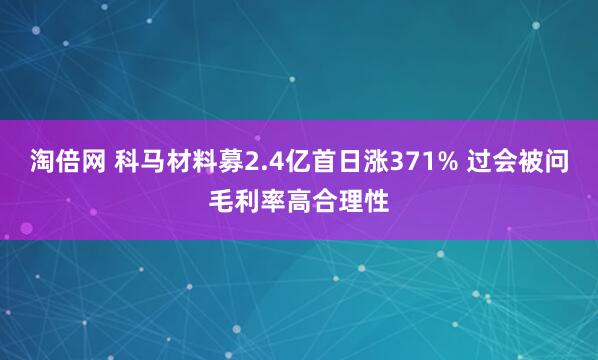 淘倍网 科马材料募2.4亿首日涨371% 过会被问毛利率高合理性